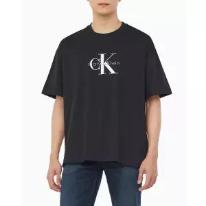 [롯데백화점]캘빈클라인 공용 CK 오버핏 모노그램 로고 반팔 티셔츠 블랙 4RAB823 (4RAB823-UB1)