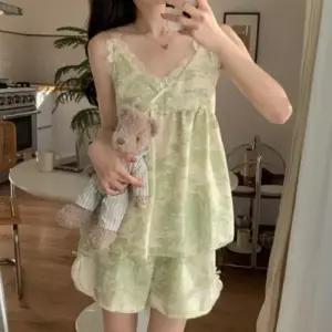 여성 여름 데일리 민소매 나시 반바지 잠옷 홈웨어 세트