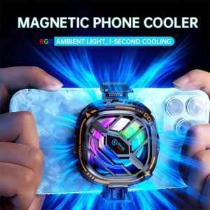 X76 PRO 모바일 폰 마그네틱 쿨러 반도체 냉각기 게이밍 저소음 온도 표시 RGB 라이트