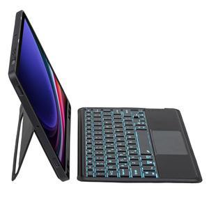 갤럭시 탭 S9 FE+ /S9+ /S10+ 12.4인치용 QYIID 트랙패드 키보드 케이스 12.4인치 S10 플러스 /S9 FE 플러스용 자석 탈착식 킥스탠드 폴리오 S펜 홀더 포함 7가지 색상 백라이트
