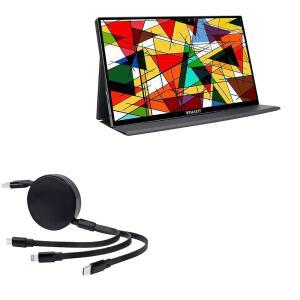 WIMAXIT 휴대용 터치스크린 모니터 M1400CT14인치와 호환되는 박스웨이브 케이블 - AllChargue PD miniSync100W 접이식 고속 충전 USB Jet Black