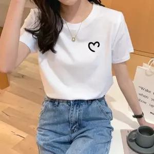 캐주얼 여자반팔티 여름티셔츠 라운드넥 화이트 면티