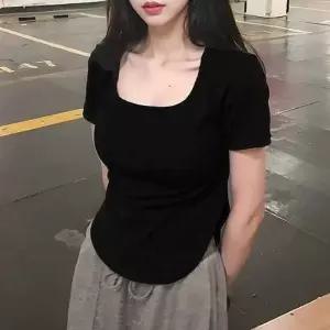 반팔티 2컬 옆트임 반팔티셔츠 베이직 스퀘어넥 여름