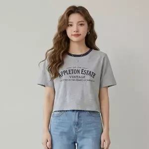 여성 세미크롭 반팔티셔츠 기본티 여성티셔츠 여성반팔티셔츠 티셔츠프린팅 라운드티셔츠