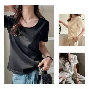 쥬디제이 여자면반팔티 여자반팔티 여성반팔면티 흰티 흰색 루즈핏 면 여성 브이넥 V넥 기본 면티 여자