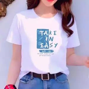 여성 프린트 프린트반팔티 반팔티 라운드 여성반팔티 캐주얼티셔츠 코튼티셔츠