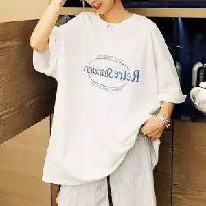 ( )레터링 셔츠 화이트 루즈핏 여성반팔티 여성반팔티셔츠 반팔 티 여자 셔츠 여름티 여성반팔티