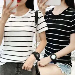 ( )줄무늬 셔츠 세트 반팔 티 여성반팔티 여성반팔티셔츠 여성 2P 여자반팔티 여성반팔티 스트라이프티 셔