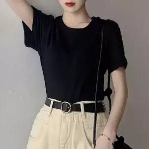 무지라운드반팔 반팔티 여성반팔티 코디 캐주얼룩 슬 여성반팔티 무지라운드반팔 컬러반팔티셔츠 레이어드