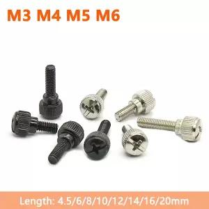 10pcs M3 M4 M5 M6 필립스 널링 엄지 나사 슬롯 손 조이기 손잡이 볼트 엄지 나사 PC 컴퓨터 케이스 커버