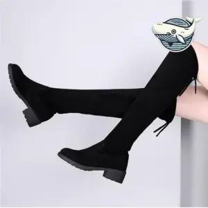 베이직롱부츠 스웨이드 롱부츠 여성용 캐주얼 니하이 부츠