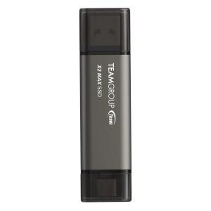 TEAMGROUP 1TB X2 MAX 외장/휴대용 SSD 1000MB /s, iPhone17 및 & Mac과 호환되는 듀얼 USB 하드 드라이브, Steam 데크 /PC /Windows /Android /PS5 /Laptop /Tesla, 타입 C A, 3.2 Gen2 TX2MAX31TBT01