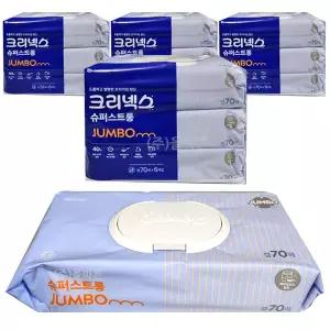 크리넥스 슈퍼스트롱 점보 물티슈 캡형 70매x24팩 엠보싱원단