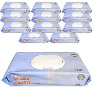 크리넥스 슈퍼스트롱 점보 물티슈 캡형 70매x12팩 엠보싱원단