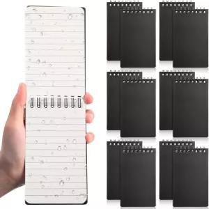 Geyoga 12팩 방수 소형 노트북 3인치 100페이지 5인치 작업 저널 메모장블랙 하드커버 나선형 학교용 상단