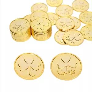 30개 3개의 메탈 클로버 포켓 골드 라운드 코인 컬렉터스 세인트 패트릭 레프레숀 럭키 데이 샴록