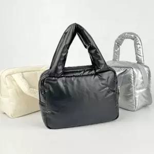 데일리 여성 패딩 토트 백 미니 여성 손가방 나일론 핸드백