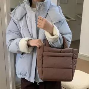 데일리 여성 패딩 토트백 캐주얼 여성 크로스 토드백 사각 겨울