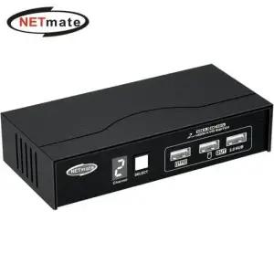 PC스위치 (Netmate) HDMI 2대1 KVM 스위치 PC제어 (USB) 4K 60Hz