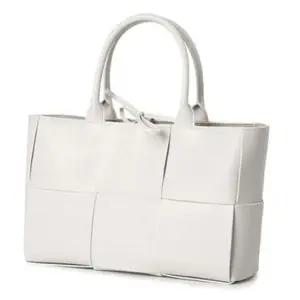 직사각형 위빙 가죽 베이직 여성 토트 핸드백 백 데일리