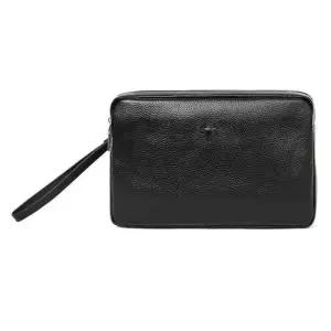 심플 스퀘어 가죽 핸들 가방 클러치백 블랙