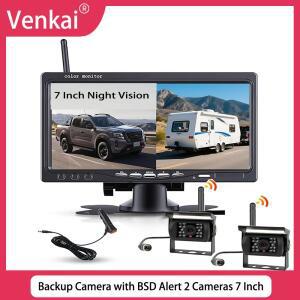 BSD 경고 기능이 있는 2채널 무선 후방 카메라, 7인치 1080P 야간 시야 RV (트럭, 트레일러, 캠핑카, 농장