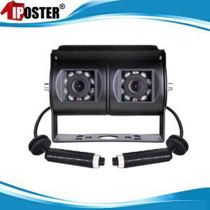 iPoster 듀얼 렌즈 블랙 후방 카메라 RV 백업 트윈 조절 가능 각도 뷰 CCD 4핀 트럭 버스용