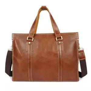 가죽 남성 브리프케이스 토트백 서류 가방 브라운