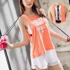 [하프클럽/]쿨원단 여성 민소매 요가복-오렌지 L 스판 나시