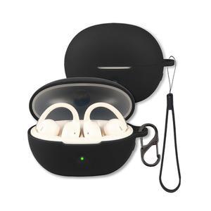 베이스어스 보위 MC2 에어 이어버드 케이스, 카라비너와 랜야드가 포함된 FJIASTB 소프트 실리콘 보호 커버, 충격 방지(블랙)