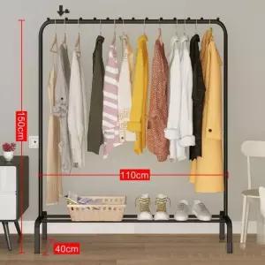 철제 스탠드 옷걸이 간이 건조대 2단 행거 선반 자립형 이동식 조립식 심플 디자인 모던 다용도 옷 정리