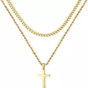 남성용 우르스틸 레이어드 크로스 목걸이 - 청소년용 스타킹 스터퍼 골드 도금 체인 실버 로프 주얼리 16