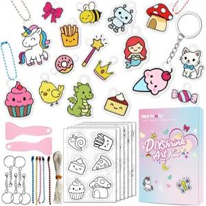 새 가족 슈링크 아트 키트 49개 유 마법 및 미리 자른 모양의 딩크 보석 만들기 DIY 목걸이 팔찌 열쇠고리