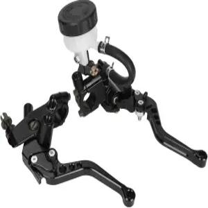 유압 마스터 실린더 저장소가 있는 CYETO 모터사이클 7/8 22mm 브레이크 클러치 펌프 레버 블랙 세트