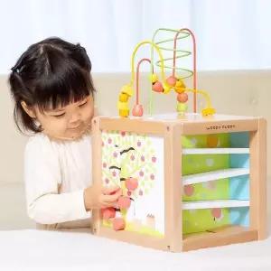 [셀러허브]우디푸디 원목 후르츠 액티비티 플레이박스 영유아용 인지 소근육 롤러코스터 (S16027457)