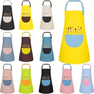 VZNN 2팩 아트 스모크 방수 페인팅 앞치 포켓이 있는 공예 요리 활동