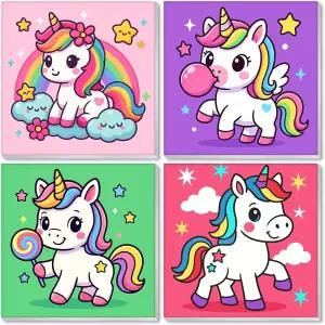 48세 를 위한 숫자 키트별 나리올라 4팩 페인트 8X8인치 사전 캔버스 릴 냄비 및 6 페인팅 브러시 유 선물