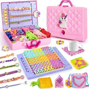 ELFJOY 우정 팔찌 만들기 키트 예술 및 공예 8세 9 0 2세 소녀용 무지개 베틀로 터 제작 크리스마스 생일을