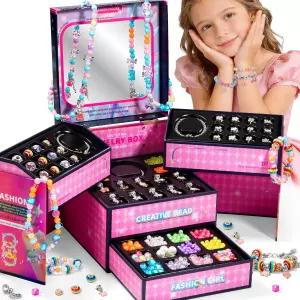 WOANZZ 참 팔찌 만들기 키트 82세 소녀를 위한 DIY 주얼리 구슬 목걸이 공예품 상자 생일 선물 6 7 8 0 2세