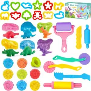 도구 세트 스탬프 커터 디노 메이커 애니멀 몰드 핀 소년 소녀용 모델링 클레이 놀이 키트가 된 34 반죽 및