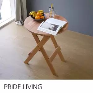 참죽나무 원목 실내/야외 테라스 티테이블_원형/접이식테이블