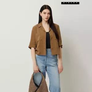 시슬리 포커스 포켓 자수 반팔 블라우스 SAWSC5631