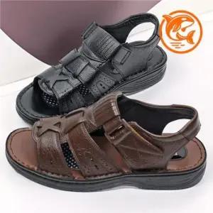 샌들 여름 편안한 키높이 휴양 샌들 남성 스타일 맞춤형 소가죽 중년