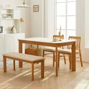 [텐스페이스]키튼 4인용 세라믹 식탁 2인 벤치 1P 스퀘어 의자 2P 세트 MD5452 (수...