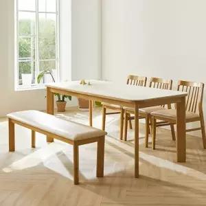 [텐스페이스]키튼 6인용 세라믹 식탁 3인 벤치 1P 스퀘어 의자 3P 세트 MD5456 (수...