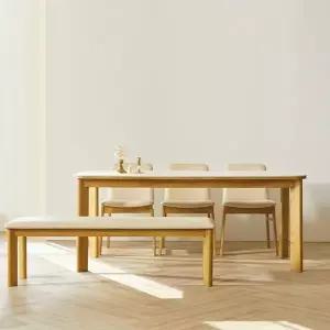 [텐스페이스]키튼 6인용 세라믹 식탁 3인 벤치 1P 인조가죽 의자 3P 세트 MD5455 (...