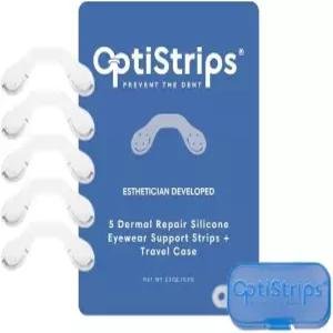 옵티스트립 실리콘 안경 코 패드 - 여행용 케이스가 있는 미끄럼 방지 5팩 저자극성 지지 재사용 가능한