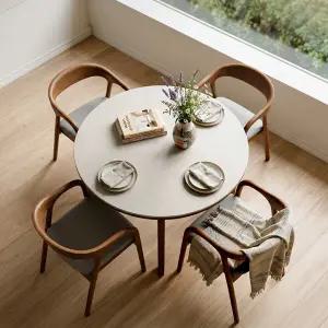 헤닝 루나 원형 테이블 세라믹식탁 세트 4인용 원목 식탁 1100 브리즈의자4