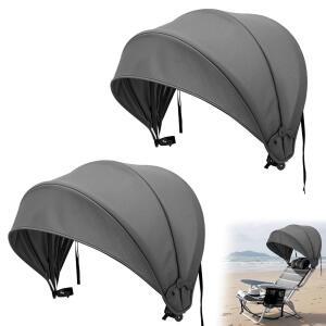 데이지이너 2개 비치 의자 우산 캐노피 초대형 접이식 선쉐이드, 해변 캠핑 낚시 라운지 야외용 조절 클램프 포함 (그레이)