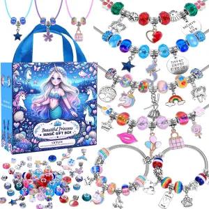 빅틀로프 참 팔찌 만들기 키트 소녀용 DIY 공예품 유/인어 선물 세트 52세 예술 및